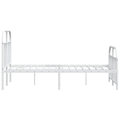 White Metal Bed Frame with Footboard, 120x190cm - No Mattress