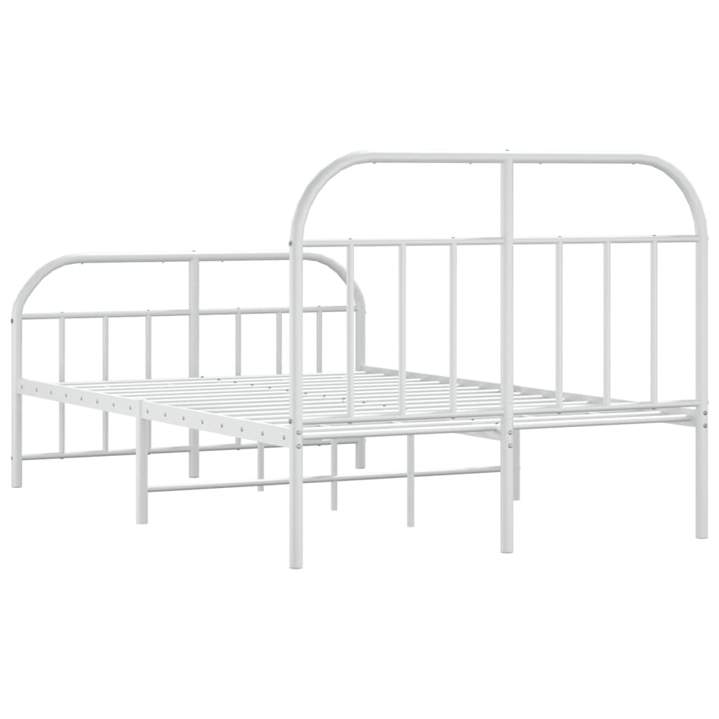 White Metal Bed Frame with Footboard, 120x190cm - No Mattress