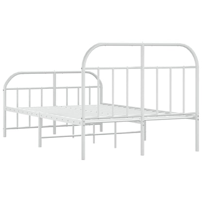 White Metal Bed Frame with Footboard, 120x190cm - No Mattress