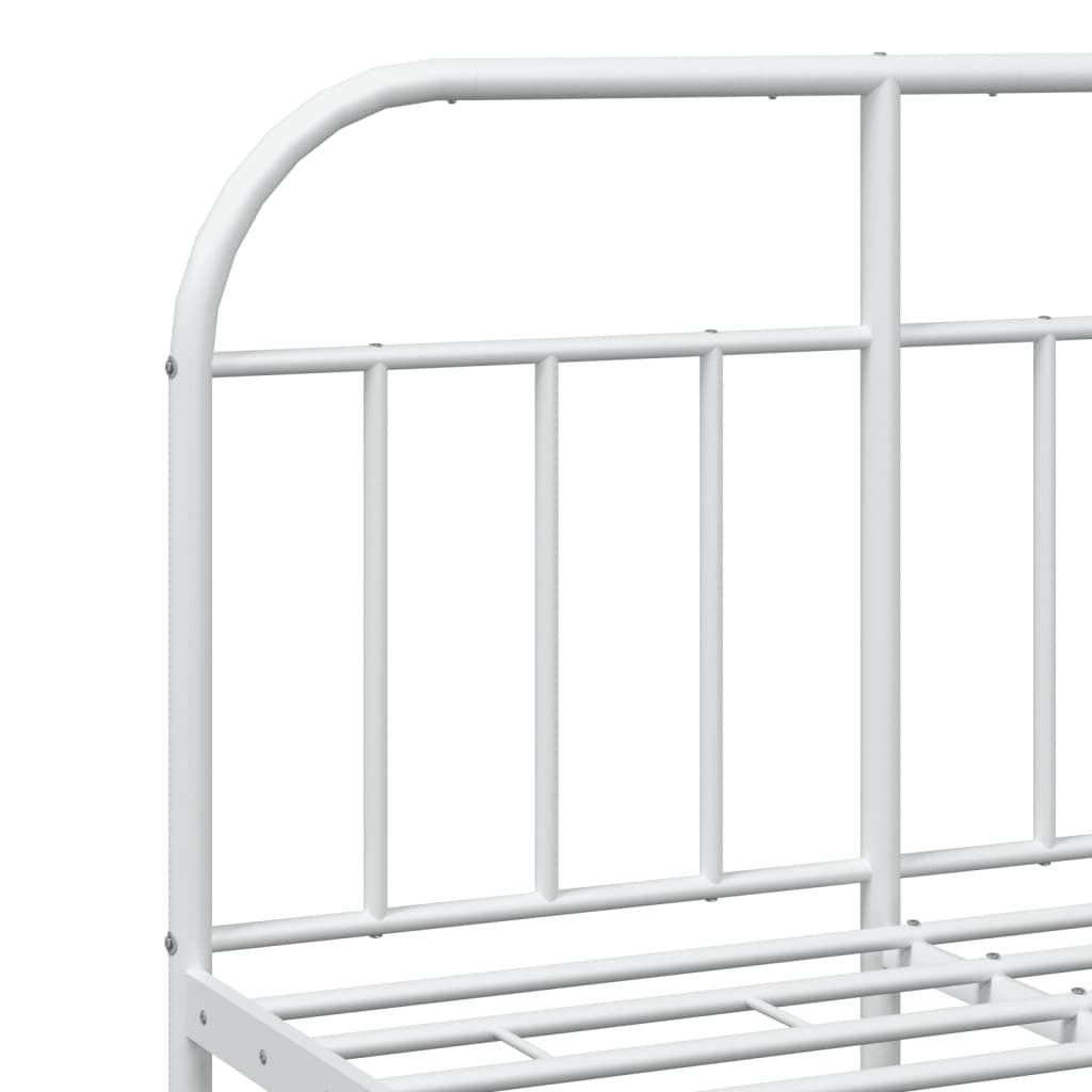 White Metal Bed Frame with Footboard, 120x190cm - No Mattress