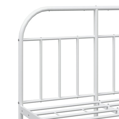 White Metal Bed Frame with Footboard, 120x190cm - No Mattress