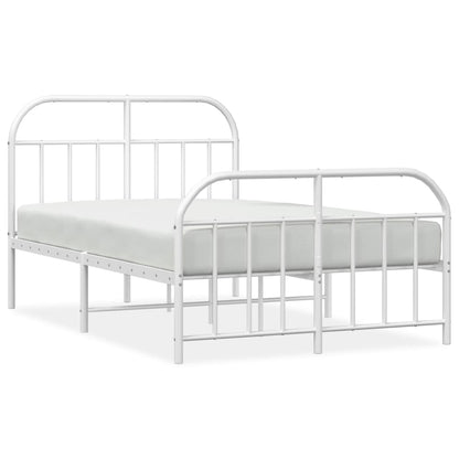 White Metal Bed Frame with Footboard 120x200cm - No Mattress