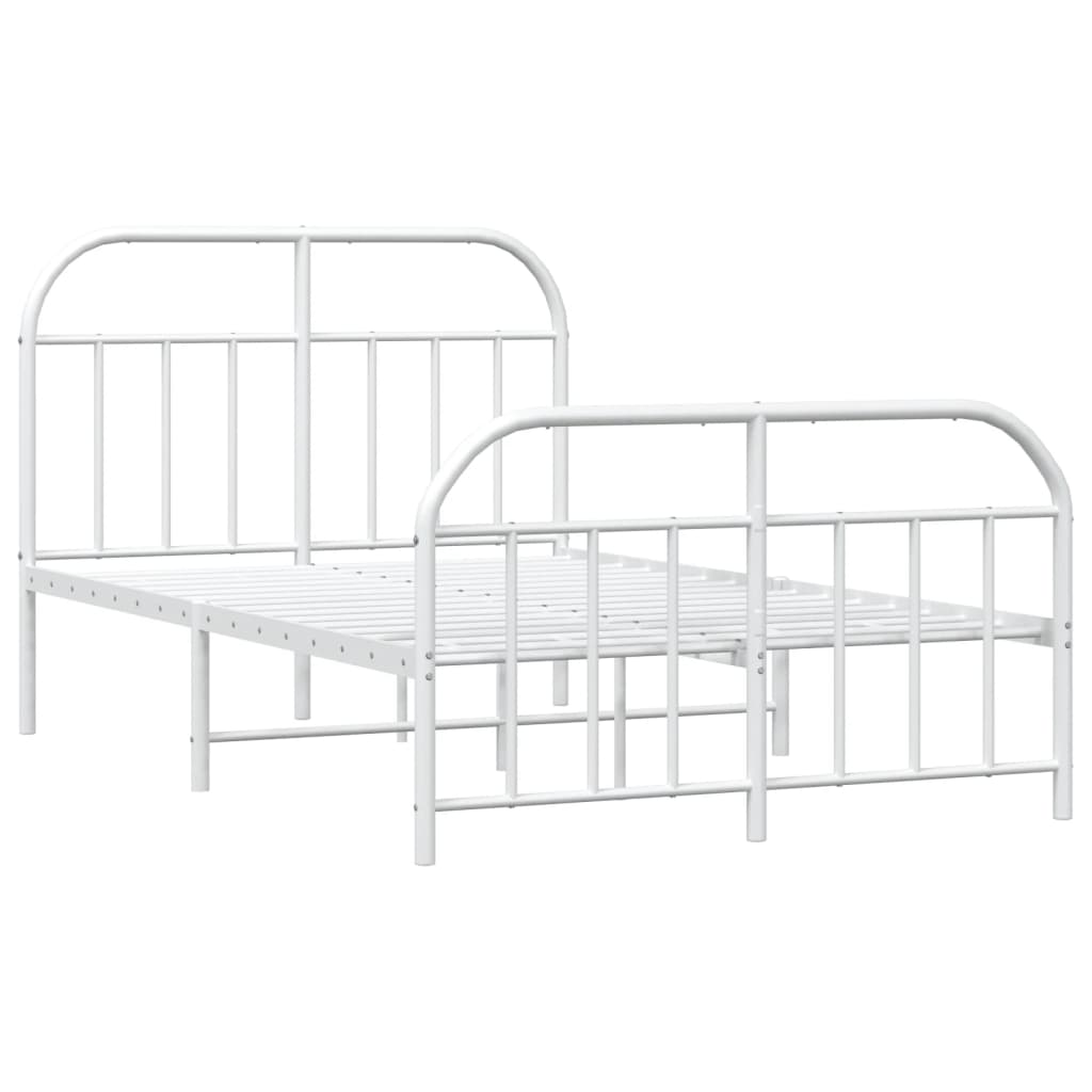 White Metal Bed Frame with Footboard 120x200cm - No Mattress