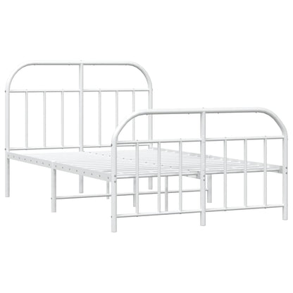White Metal Bed Frame with Footboard 120x200cm - No Mattress