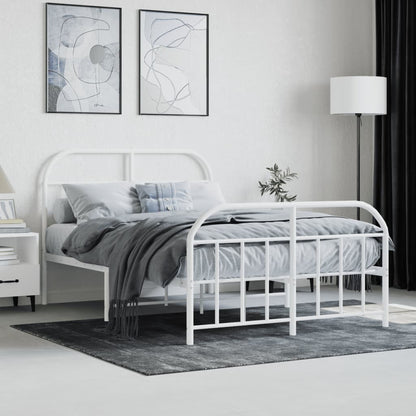 White Metal Bed Frame with Footboard 120x200cm - No Mattress