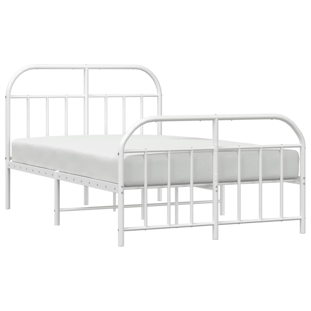 White Metal Bed Frame with Footboard 120x200cm - No Mattress