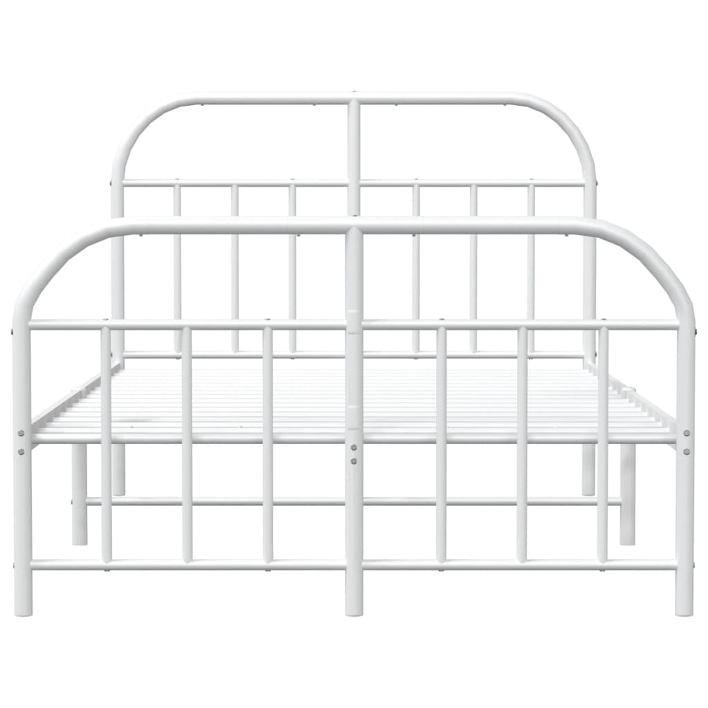 White Metal Bed Frame with Footboard 120x200cm - No Mattress