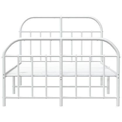 White Metal Bed Frame with Footboard 120x200cm - No Mattress