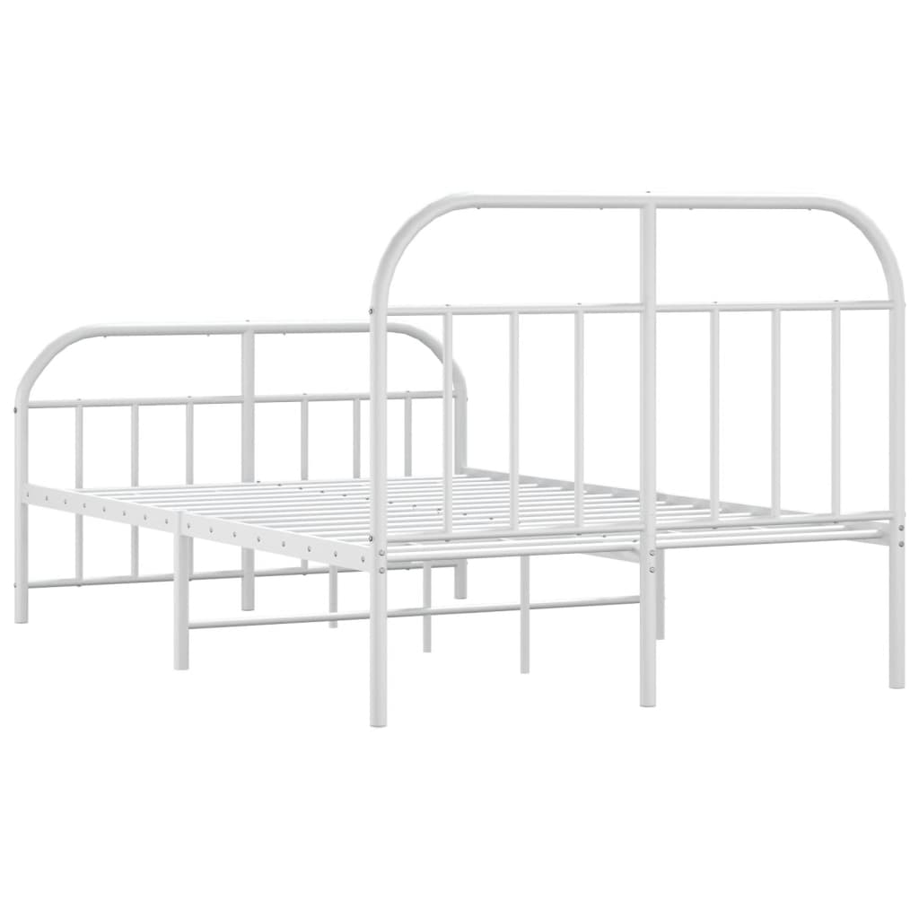 White Metal Bed Frame with Footboard 120x200cm - No Mattress