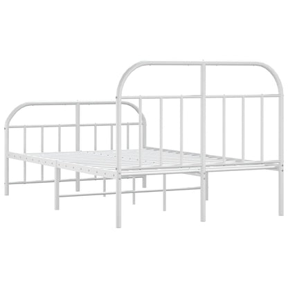White Metal Bed Frame with Footboard 120x200cm - No Mattress