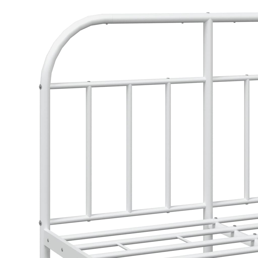 White Metal Bed Frame with Footboard 120x200cm - No Mattress