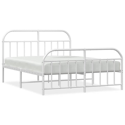 White Metal Bed Frame with Footboard - 135x190cm No Mattress