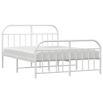 White Metal Bed Frame with Footboard - 135x190cm No Mattress