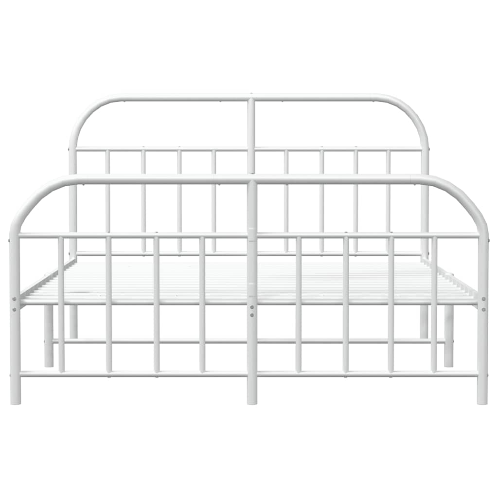 White Metal Bed Frame with Footboard - 135x190cm No Mattress