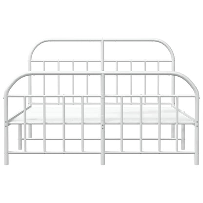 White Metal Bed Frame with Footboard - 135x190cm No Mattress