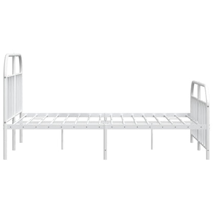 White Metal Bed Frame with Footboard - 135x190cm No Mattress