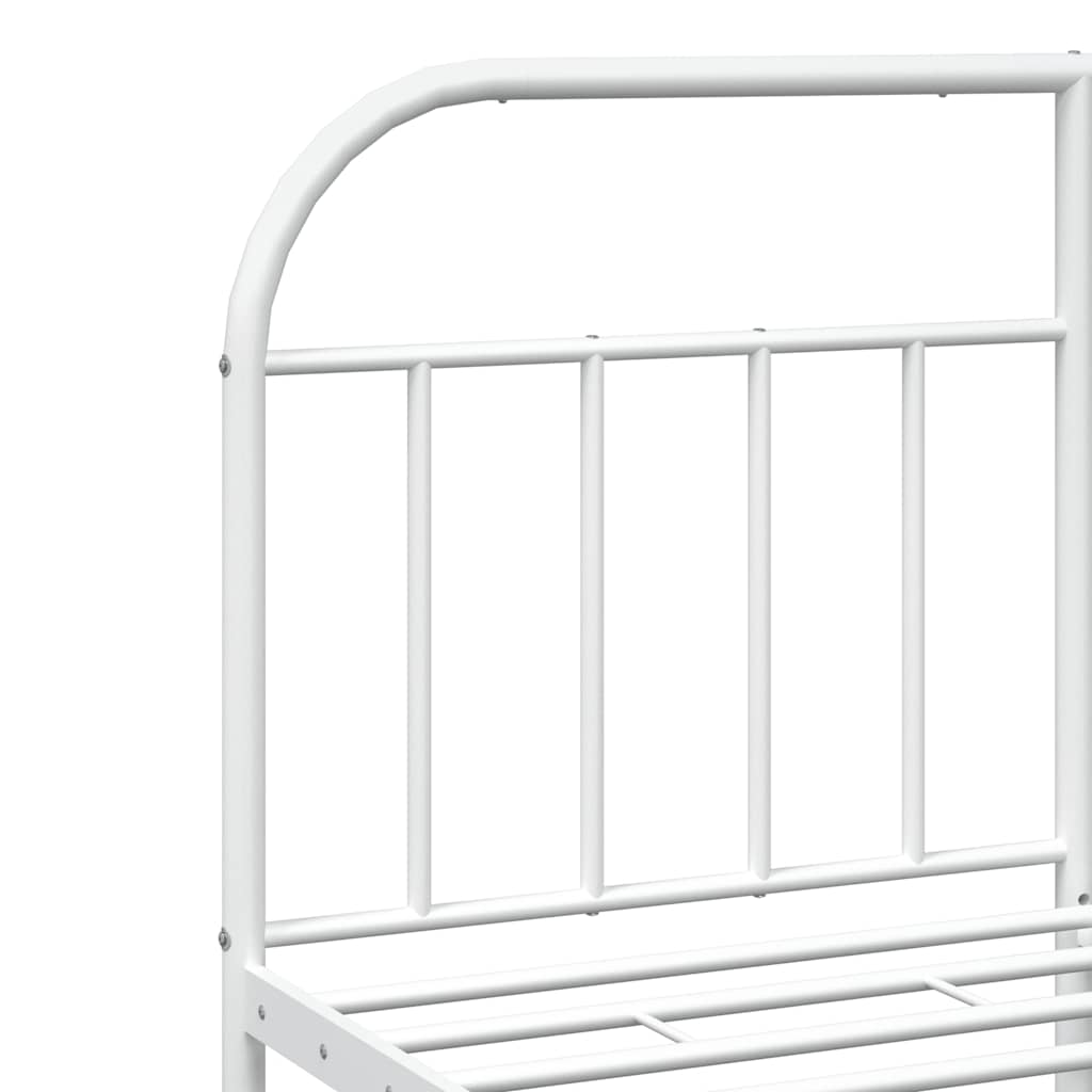 White Metal Bed Frame with Footboard - 135x190cm No Mattress
