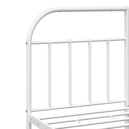White Metal Bed Frame with Footboard - 135x190cm No Mattress