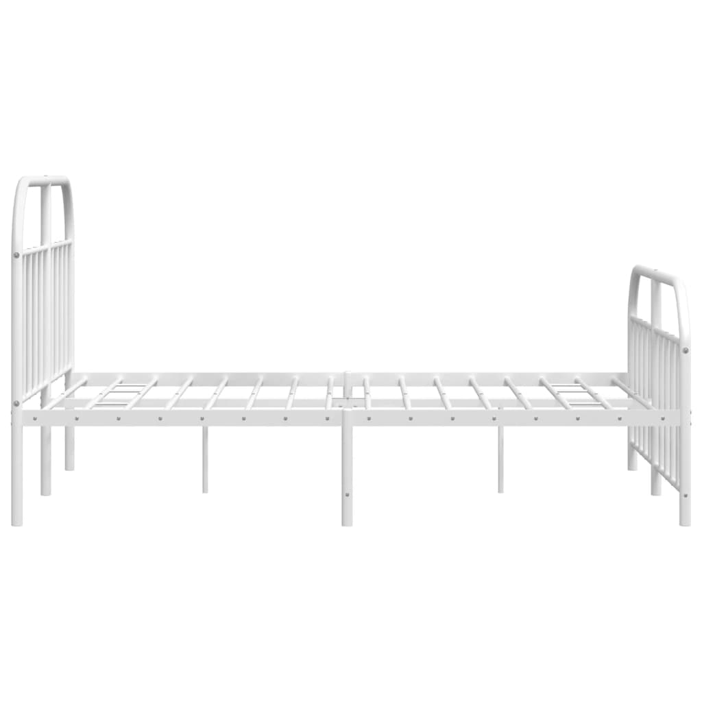 White Metal Bed Frame with Footboard 140x190cm - No Mattress Included