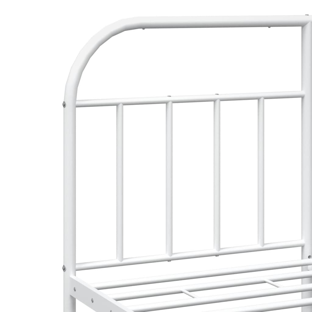 White Metal Bed Frame with Footboard 140x190cm - No Mattress Included