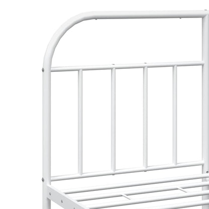 White Metal Bed Frame with Footboard 140x190cm - No Mattress Included