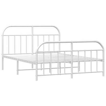 White Metal Bed Frame with Footboard, 140x200cm - Mattress Not Included