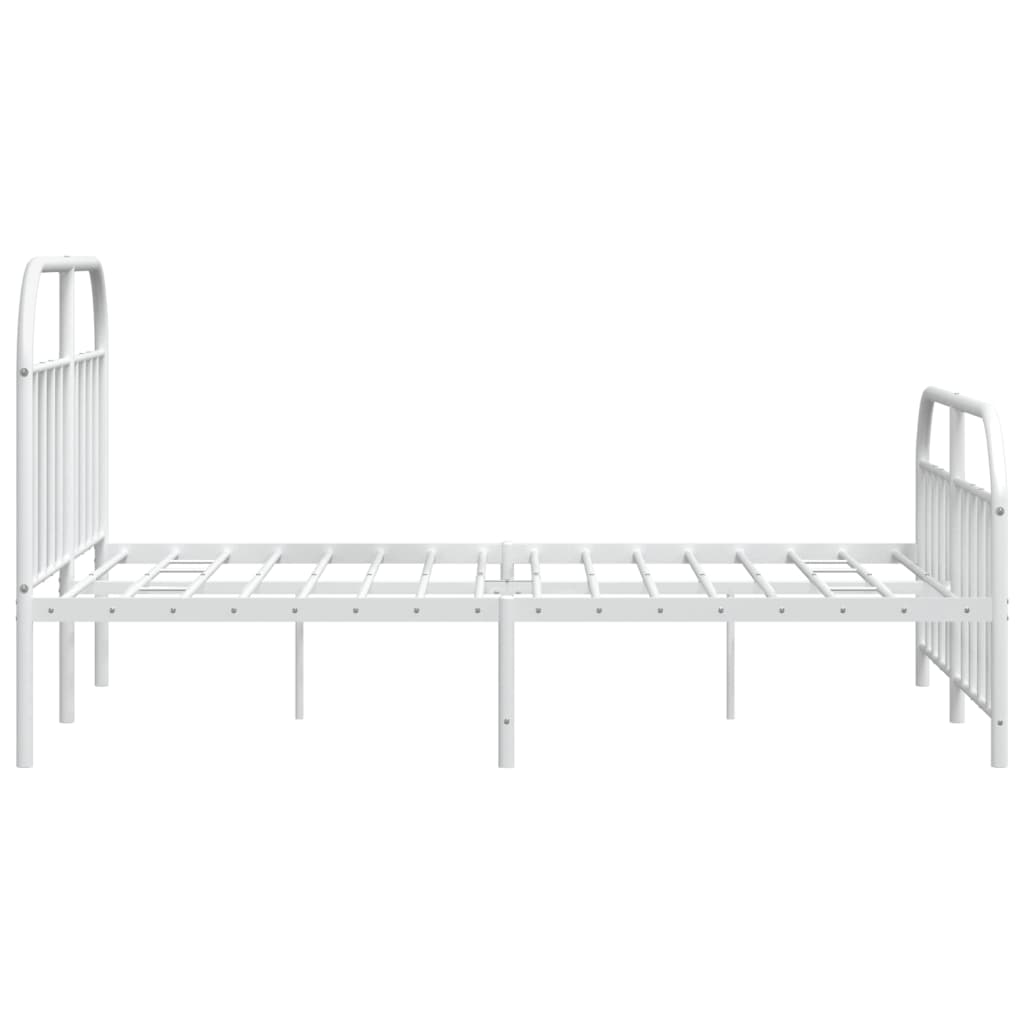 White Metal Bed Frame with Footboard, 140x200cm - Mattress Not Included