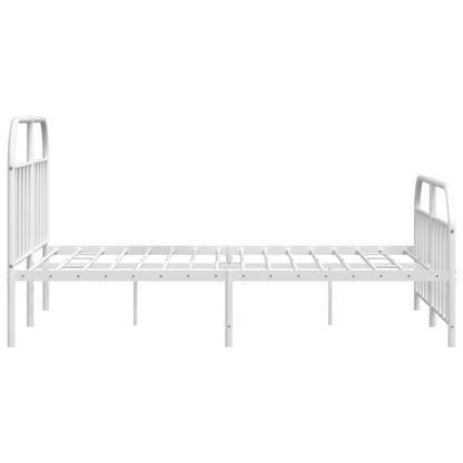 White Metal Bed Frame with Footboard, 140x200cm - Mattress Not Included