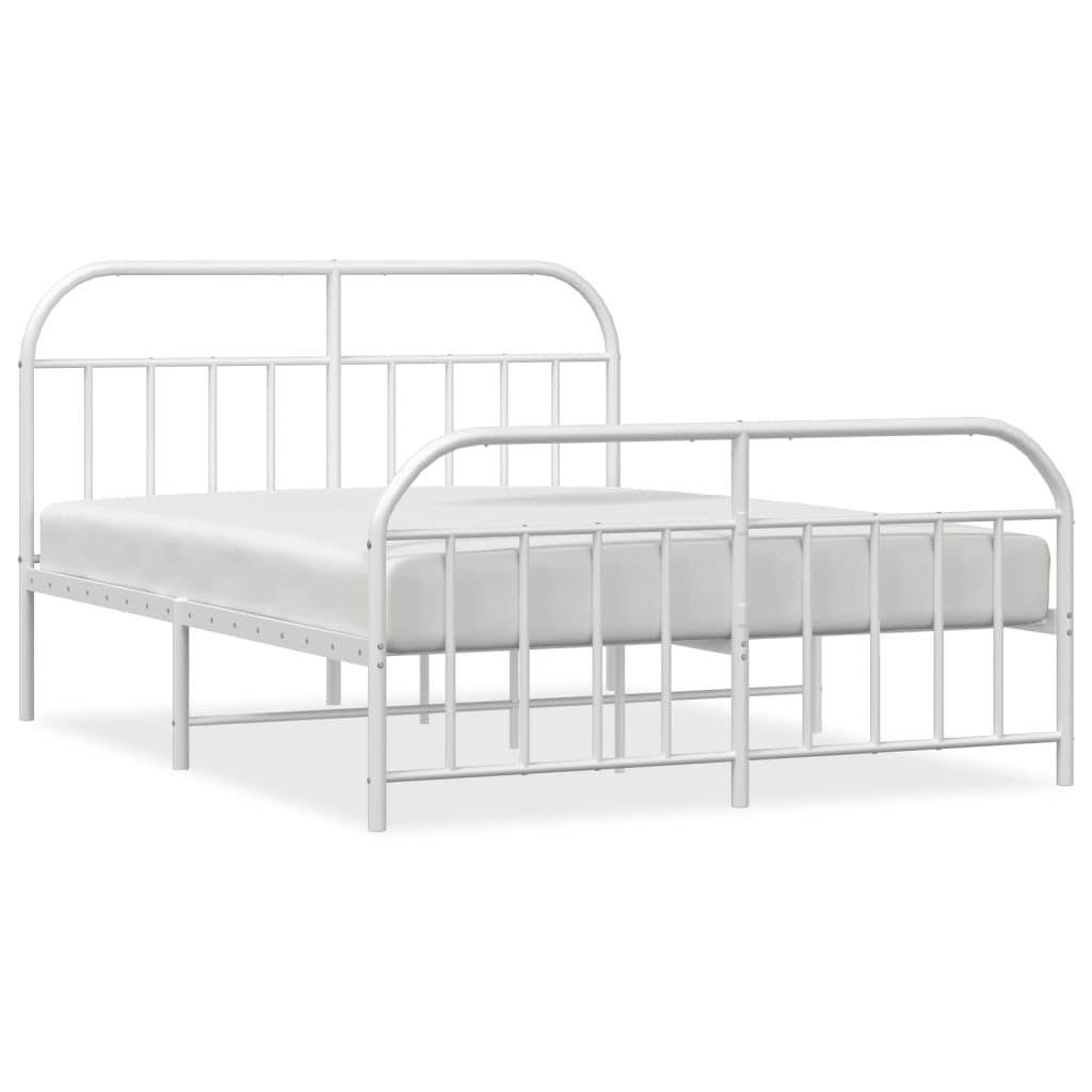 Sleek White 180x200cm Metal Bed Frame with Footboard - Sturdy Design