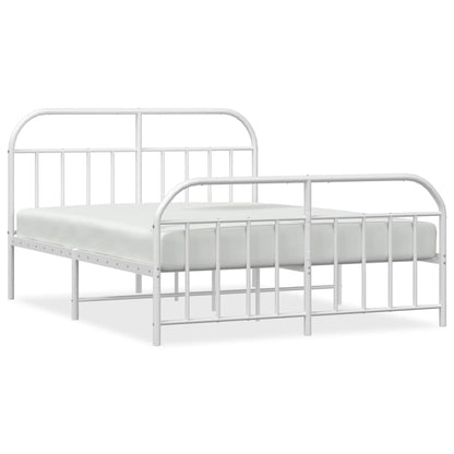 Sleek White 180x200cm Metal Bed Frame with Footboard - Sturdy Design