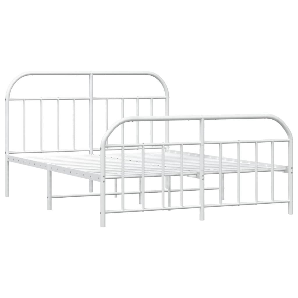 Sleek White 180x200cm Metal Bed Frame with Footboard - Sturdy Design