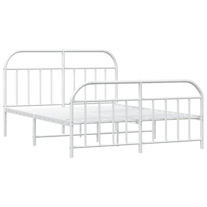 Sleek White 180x200cm Metal Bed Frame with Footboard - Sturdy Design