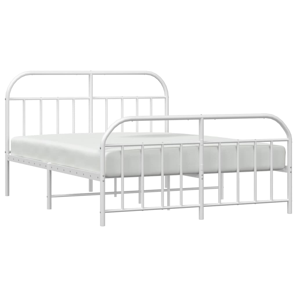 Sleek White 180x200cm Metal Bed Frame with Footboard - Sturdy Design