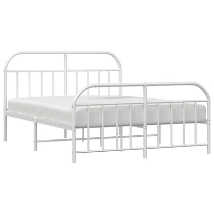 Sleek White 180x200cm Metal Bed Frame with Footboard - Sturdy Design