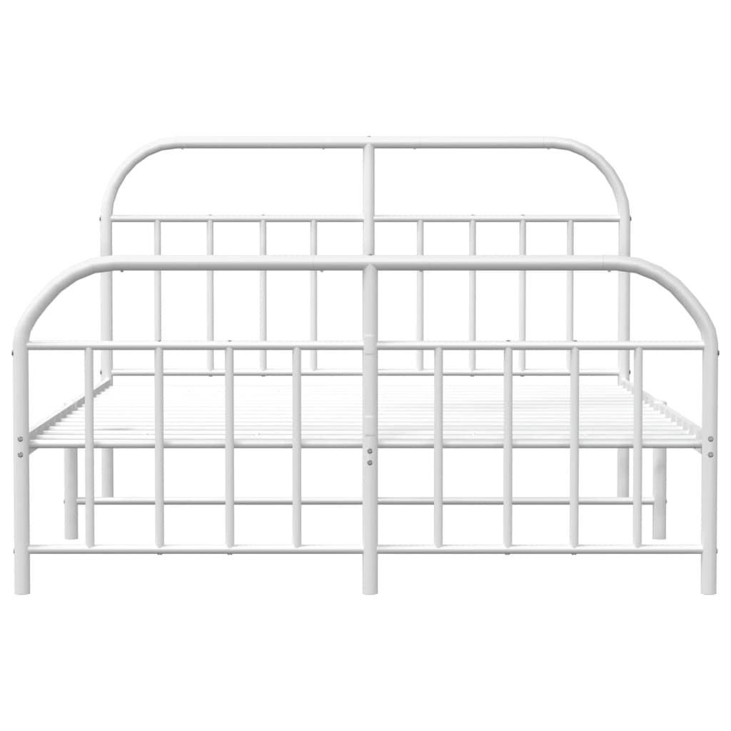 Sleek White 180x200cm Metal Bed Frame with Footboard - Sturdy Design