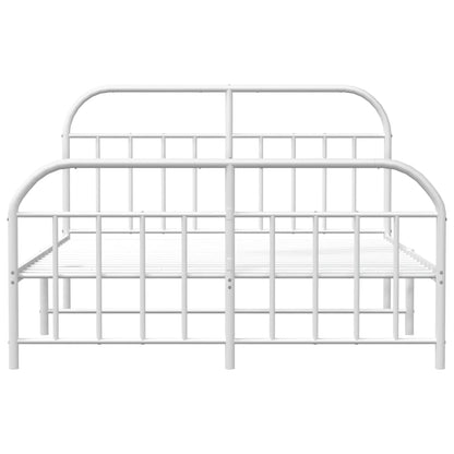 Sleek White 180x200cm Metal Bed Frame with Footboard - Sturdy Design