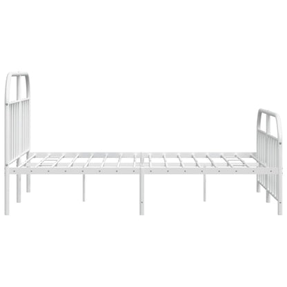 Sleek White 180x200cm Metal Bed Frame with Footboard - Sturdy Design