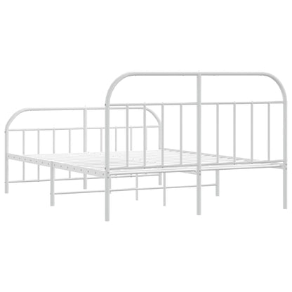 Sleek White 180x200cm Metal Bed Frame with Footboard - Sturdy Design