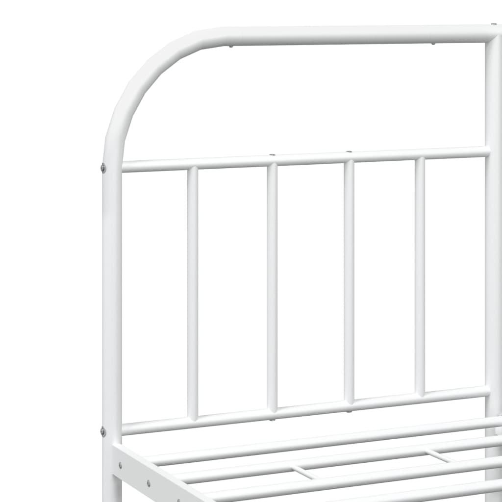 Sleek White 180x200cm Metal Bed Frame with Footboard - Sturdy Design
