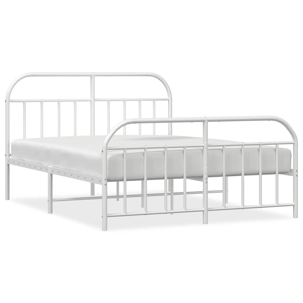 White Metal Bed Frame with Footboard 183x213cm - No Mattress
