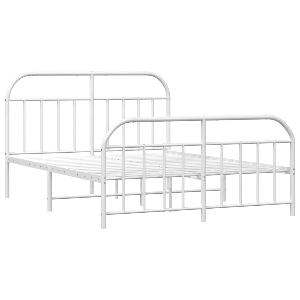 White Metal Bed Frame with Footboard 183x213cm - No Mattress