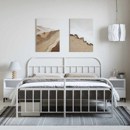 White Metal Bed Frame with Footboard 183x213cm - No Mattress