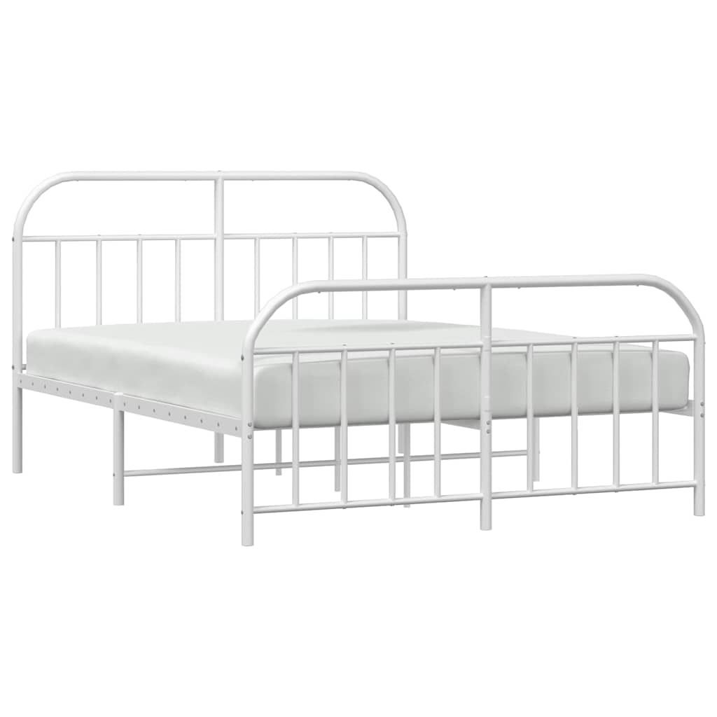 White Metal Bed Frame with Footboard 183x213cm - No Mattress