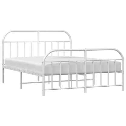 White Metal Bed Frame with Footboard 183x213cm - No Mattress