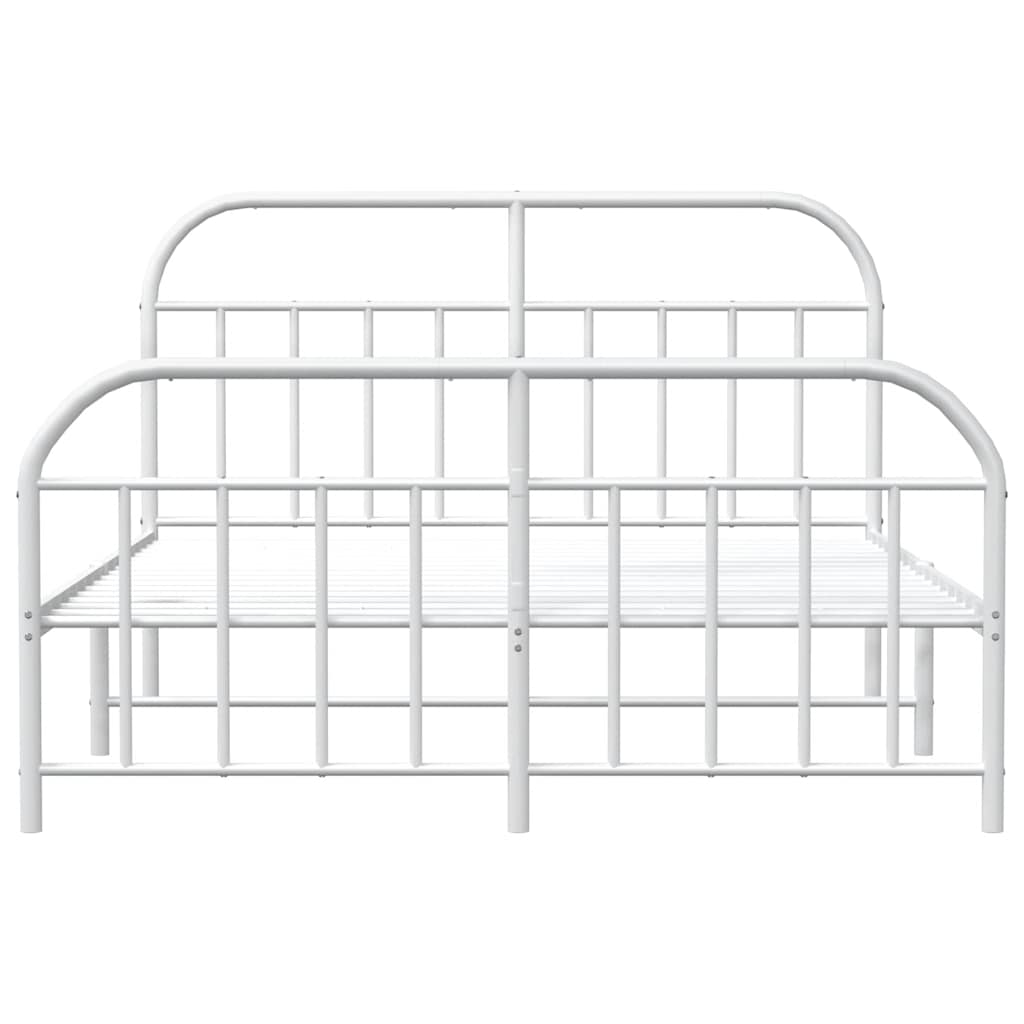 White Metal Bed Frame with Footboard 183x213cm - No Mattress