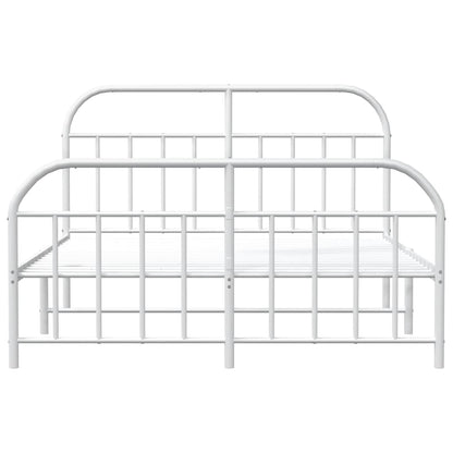 White Metal Bed Frame with Footboard 183x213cm - No Mattress