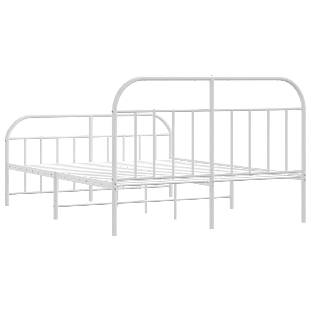 White Metal Bed Frame with Footboard 183x213cm - No Mattress