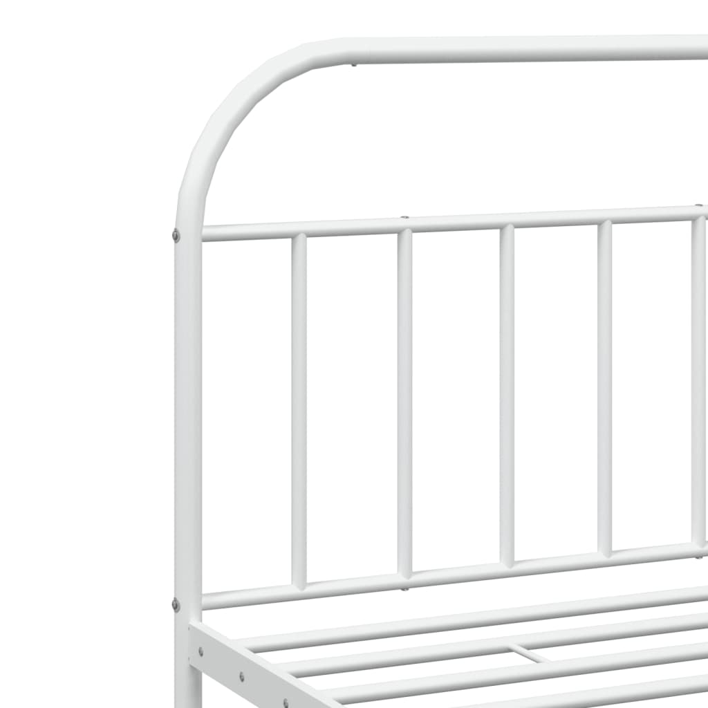 White Metal Bed Frame with Footboard - 200x200cm, No Mattress