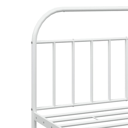 White Metal Bed Frame with Footboard - 200x200cm, No Mattress