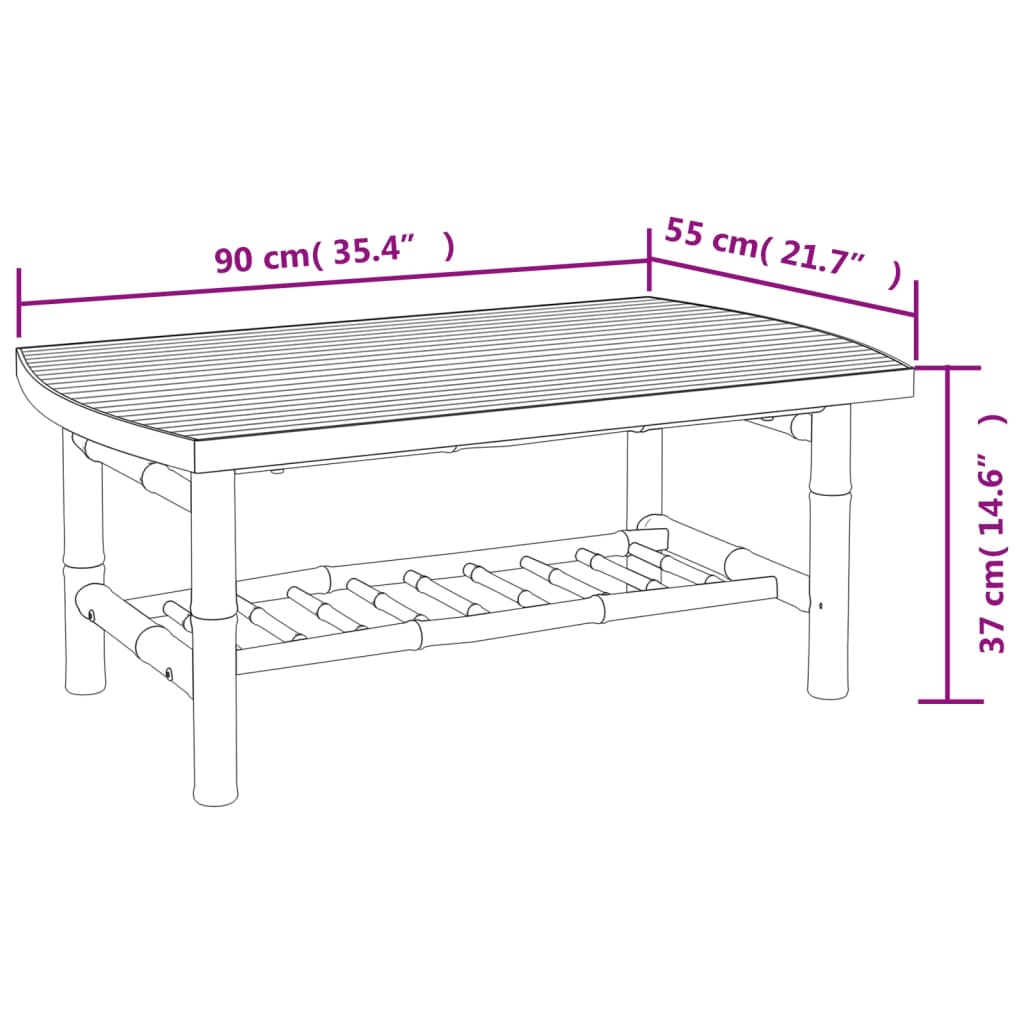 Bamboo Garden Coffee Table 90x55x37 cm – Natural Outdoor Elegance